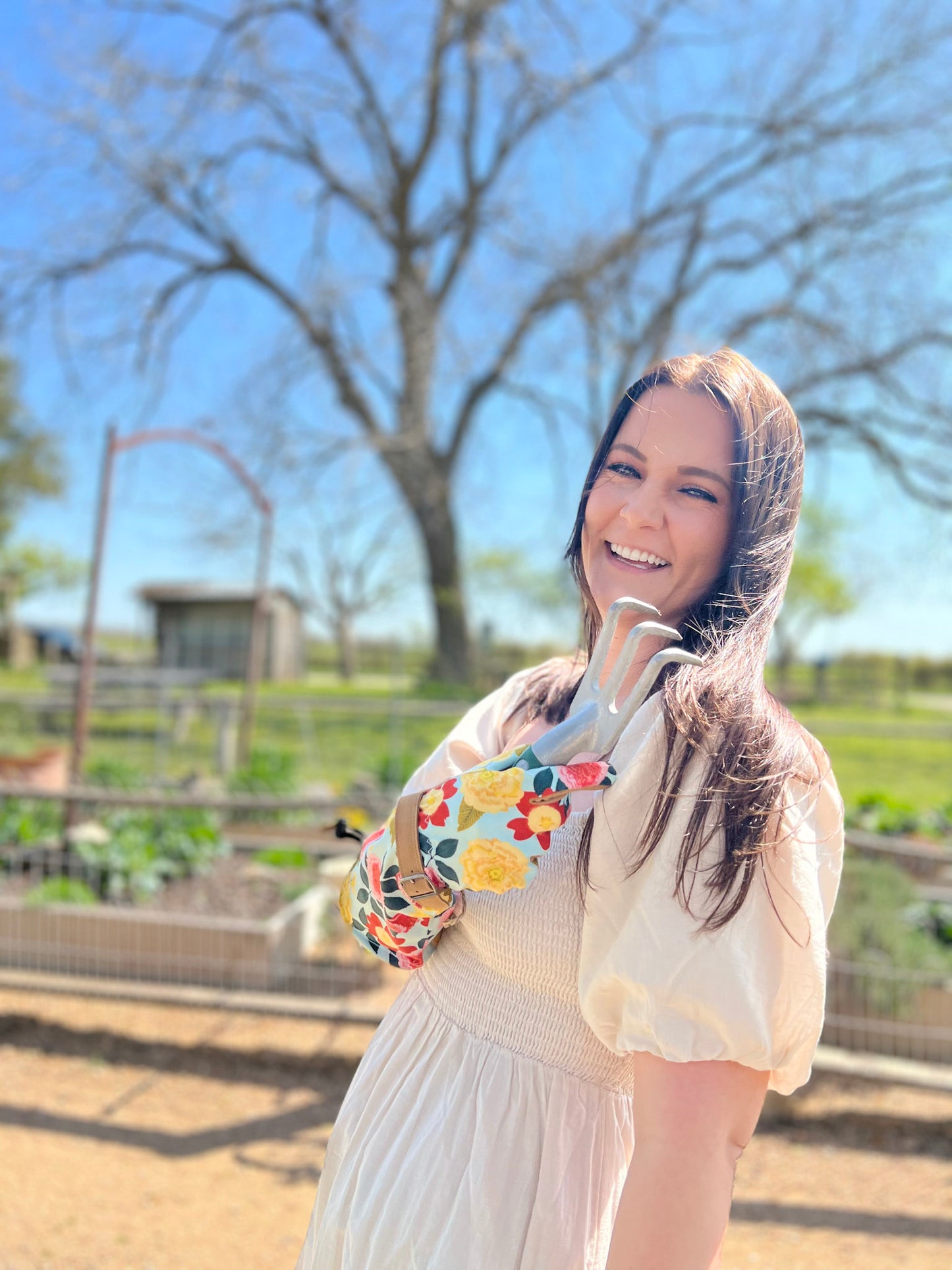 Mid-Arm Floral Gardening Gloves