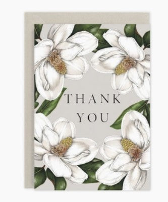 Greeting Card- Thank You with Magnolia Flowers