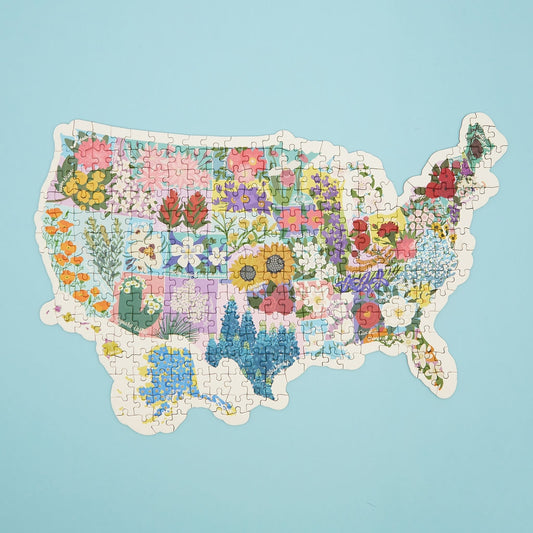 USA State Flowers Map Puzzle