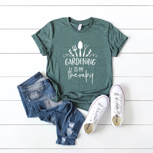 Gardening Is My Therapy Short Sleeve Graphic Tee