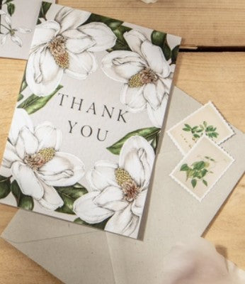 Greeting Card- Thank You with Magnolia Flowers